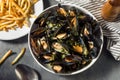 Homemade Moules Frites Mussels and Fries Royalty Free Stock Photo