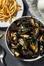 Homemade Moules Frites Mussels and Fries Royalty Free Stock Photo