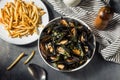 Homemade Moules Frites Mussels and Fries Royalty Free Stock Photo