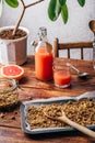 Homemade muesli on baking sheet Royalty Free Stock Photo