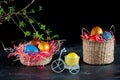 Homemade multicolored painted Easter eggs Royalty Free Stock Photo