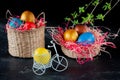 Homemade multicolored painted Easter eggs Royalty Free Stock Photo