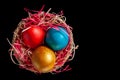 Homemade multicolored painted Easter eggs Royalty Free Stock Photo