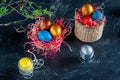 Homemade multicolored painted Easter eggs Royalty Free Stock Photo