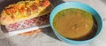 Soup with mushrooms and bread Royalty Free Stock Photo