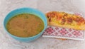 Soup with mushrooms and bread Royalty Free Stock Photo