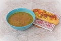 Soup with mushrooms and bread Royalty Free Stock Photo