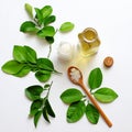 Natural herbal oral care product from lemon leaves, salt, mouthwash for dental hygiene