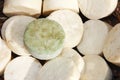 Homemade natural oriental white and green olive soap in pieces