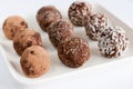 Homemade natural vegan chocolate truffle with cacao Royalty Free Stock Photo