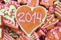 Homemade new year cookie with 2014 number
