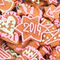 Homemade new year cookie with 2014 number