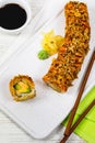 Homemade New York Crunch Sushi Roll Royalty Free Stock Photo