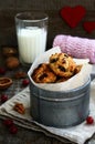 Homemade oatmeal cookies with nuts, raisin and dried cranberries Royalty Free Stock Photo