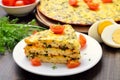 Homemade omelet with herbs and vegetables