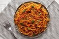 Homemade One-Pot Taco Spaghetti on a Plate, top view