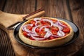 Homemade onion quiche with tomatoes