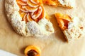 Homemade open apricot pie. shortcrust pastry with apricot filling