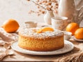 Homemade orange cake with fresh oranges