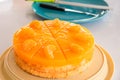 Homemade orange cake which already cutting to serve Royalty Free Stock Photo