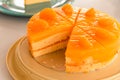 Homemade orange cake which already cutting to serve Royalty Free Stock Photo