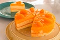 Homemade orange cake which already cutting to serve Royalty Free Stock Photo