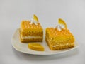 Homemade Orange Cake Yellow tropical decorated