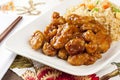 Homemade Orange Chicken with Rice Royalty Free Stock Photo