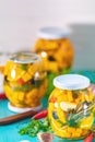 Homemade orange cut pumpkin pickles Royalty Free Stock Photo