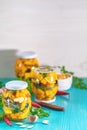 Homemade orange cut pumpkin pickles Royalty Free Stock Photo