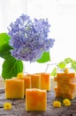 Homemade orange and dandelion herbal soap