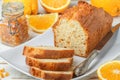 Homemade orange fruit loaf cake with citrus candied fruits and nuts Royalty Free Stock Photo