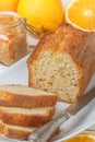 Homemade orange fruit loaf cake with citrus candied fruits and nuts Royalty Free Stock Photo