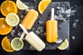 Homemade orange and lemon popsicles Royalty Free Stock Photo