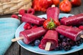 Homemade organic berry fruit lolly pops Royalty Free Stock Photo