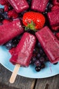 Homemade organic berry fruit lolly pops Royalty Free Stock Photo