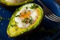 Homemade Organic Egg Baked in Avocado Royalty Free Stock Photo