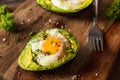 Homemade Organic Egg Baked in Avocado Royalty Free Stock Photo