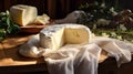 Homemade organic farm cheese. AI generated image