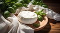 Homemade organic farm mozzarella cheese. AI generated image