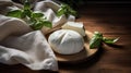 Homemade organic farm mozzarella cheese. AI generated image