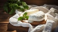 Homemade organic farm mozzarella cheese. AI generated image