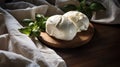 Homemade organic farm mozzarella cheese. AI generated image