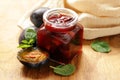 Homemade organic jam of plum. Royalty Free Stock Photo