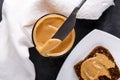 Homemade organic peanut butter, only crushed peanuts inside