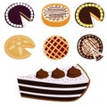 Homemade organic pie dessert vector illustration fresh golden rustic gourmet bakery.