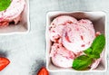 Homemade organic strawberry ice cream. Berry ice cream Royalty Free Stock Photo