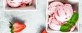 Homemade organic strawberry ice cream. Berry ice cream Royalty Free Stock Photo