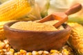 Homemade organically produced corn gritz polenta