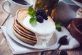 Homemade pancakes with blackberries